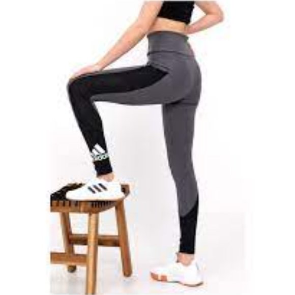 ADIDAS Primegreen Aeroready Big Logo Yoga Leggings Large High Waist Pocket NWT - Picture 2 of 13